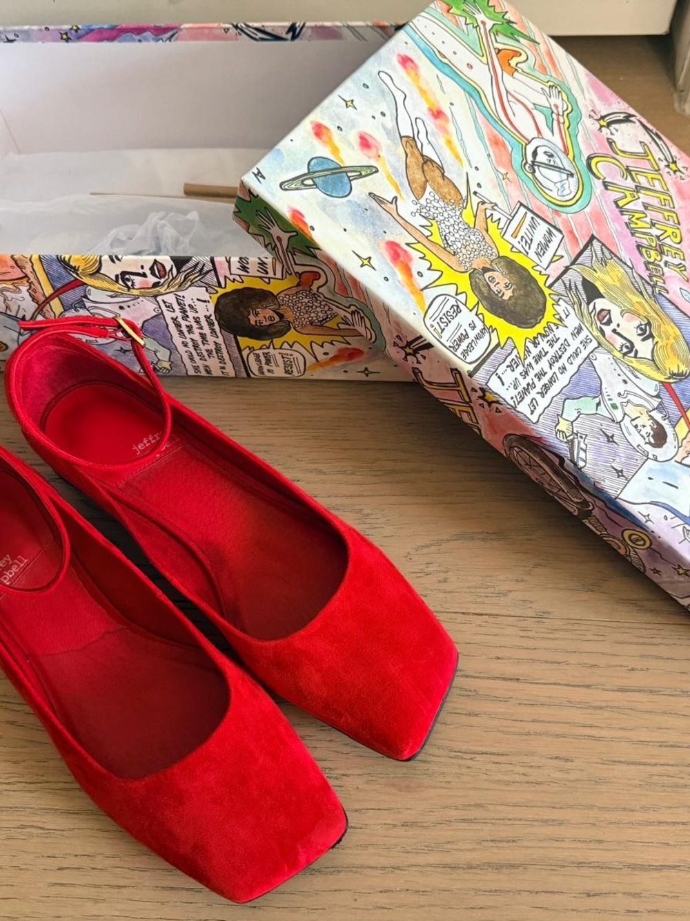 Jeffrey Campbell Red Suede Square-shoes